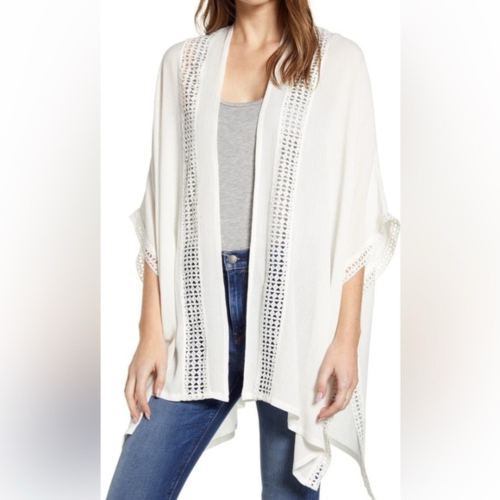 NWOT SIZE OS Nordstrom Light Pink Lace-Trim Cardigan